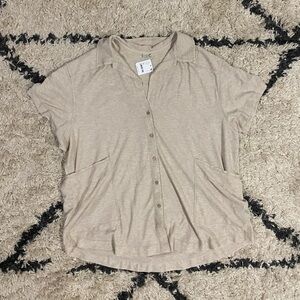 Intimately Free People Short Sleeve Button Down Shirt